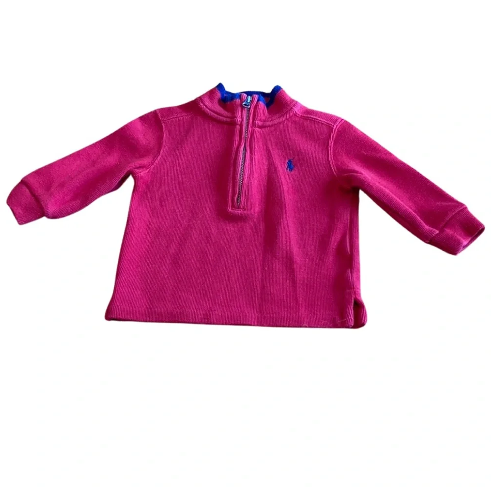 Ralph Lauren Kids Boys Toddler Size 12 Months Red Pullover Sweater Quarter Zip